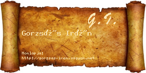 Gorzsás Irén névjegykártya